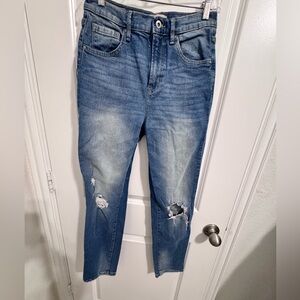 Blue Distressed High-Rise Women’s Jeans